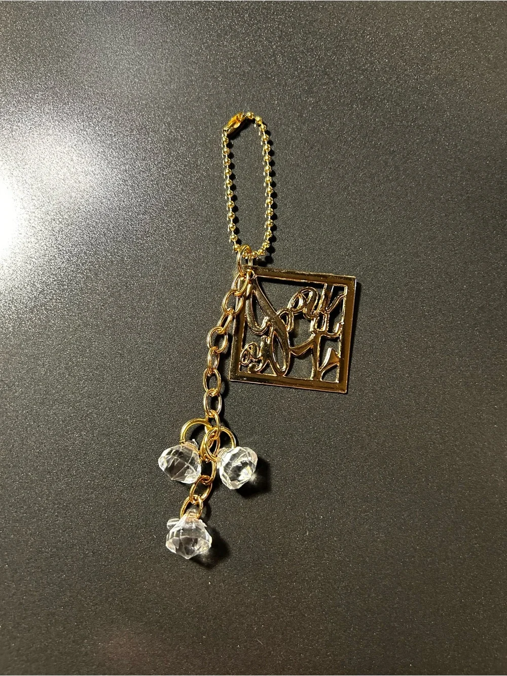 Gold-tone Crystal Dangle Keychain Charm
